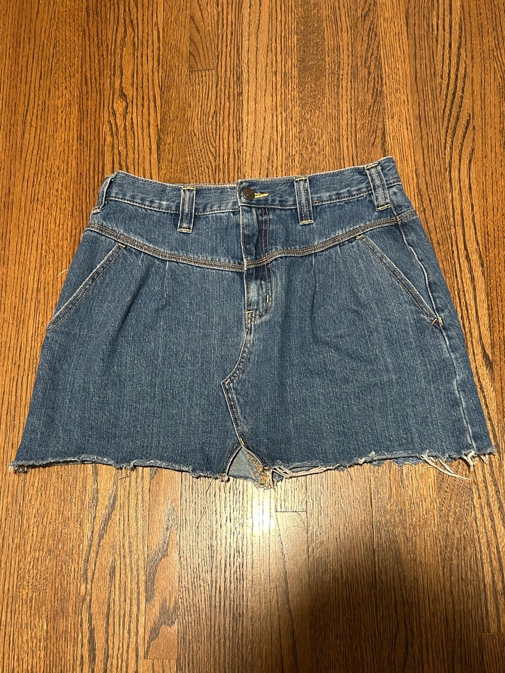 Free People We The Free Denim Mini Skirt Raw Hem Size 29